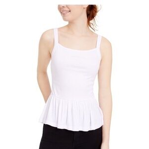 Derek Heart Black' Smocked-Waist Peplum Ribbed Top